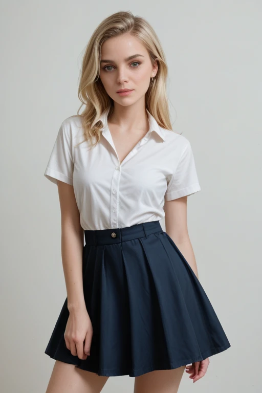 8k, stunning quality, high resolution, photo, 1 girl, (young beautiful photogenic fit russian student: 1.5), (sexy pose), natural breast, (laugh smile:0.6), <lora:EnglishDollLikeness_v10:0.7>, short black skirt, white shirt short sleeves, belt, <lora:mahalaiuniform-000001:0.6>, (dirty thai classroom background), light skin complexion, natural light, sharp focus, good aesthetic, leica q2,