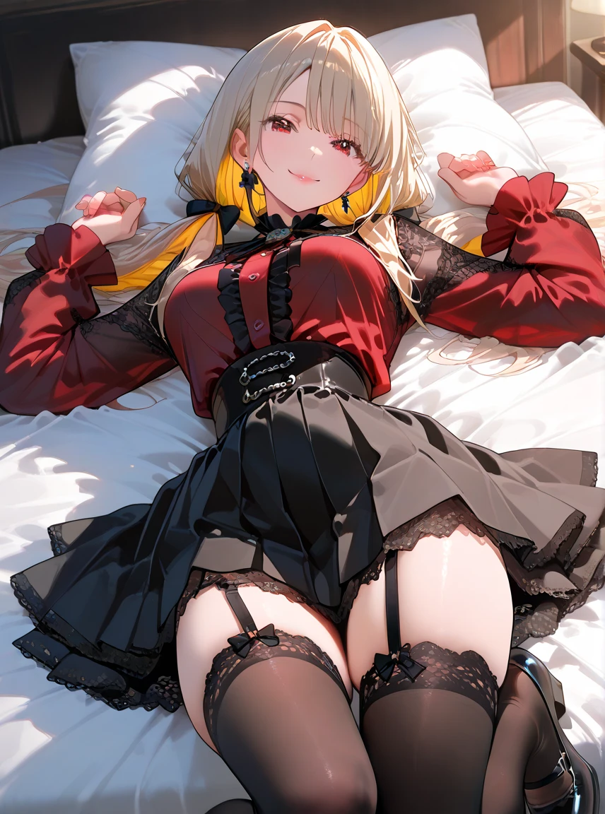 Genshin impact girl, lie in bed, gagged, tied tightly with big ropes