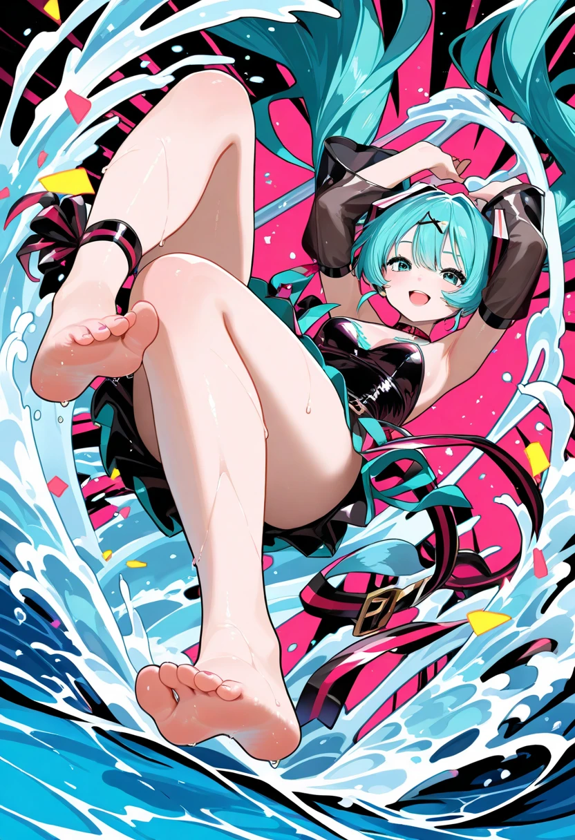 Ronnie Anne, hoodie, shorts, black eyes, ponytail, tanned skin, full body, curvy arms, defined legs, beautiful, pose, in the beach, long socks, curvilinear legs. one leg raised the other on the floor, stretching out a leg, two girls stretching and crossing legs between them
