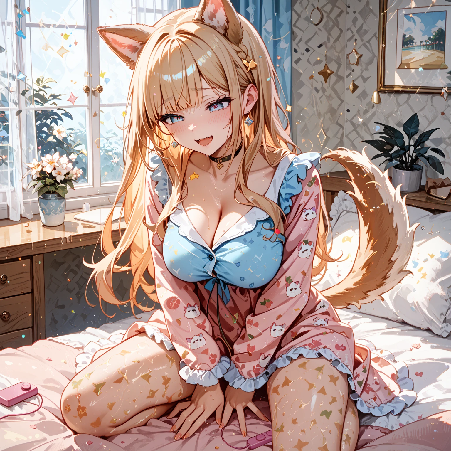 (masterpiece), (highest quality), (illustration), (super detailed), (high resolution), one girl, kagamino rin, no bra, cleavage, (small), very cute girl, blush, cute loli, short hair, erotic hypnosis, (hypnotized), (manipulated), middle school loli, blonde, innocent face, middle school middle school half, junior high school first grader, bedroom, cat pose,