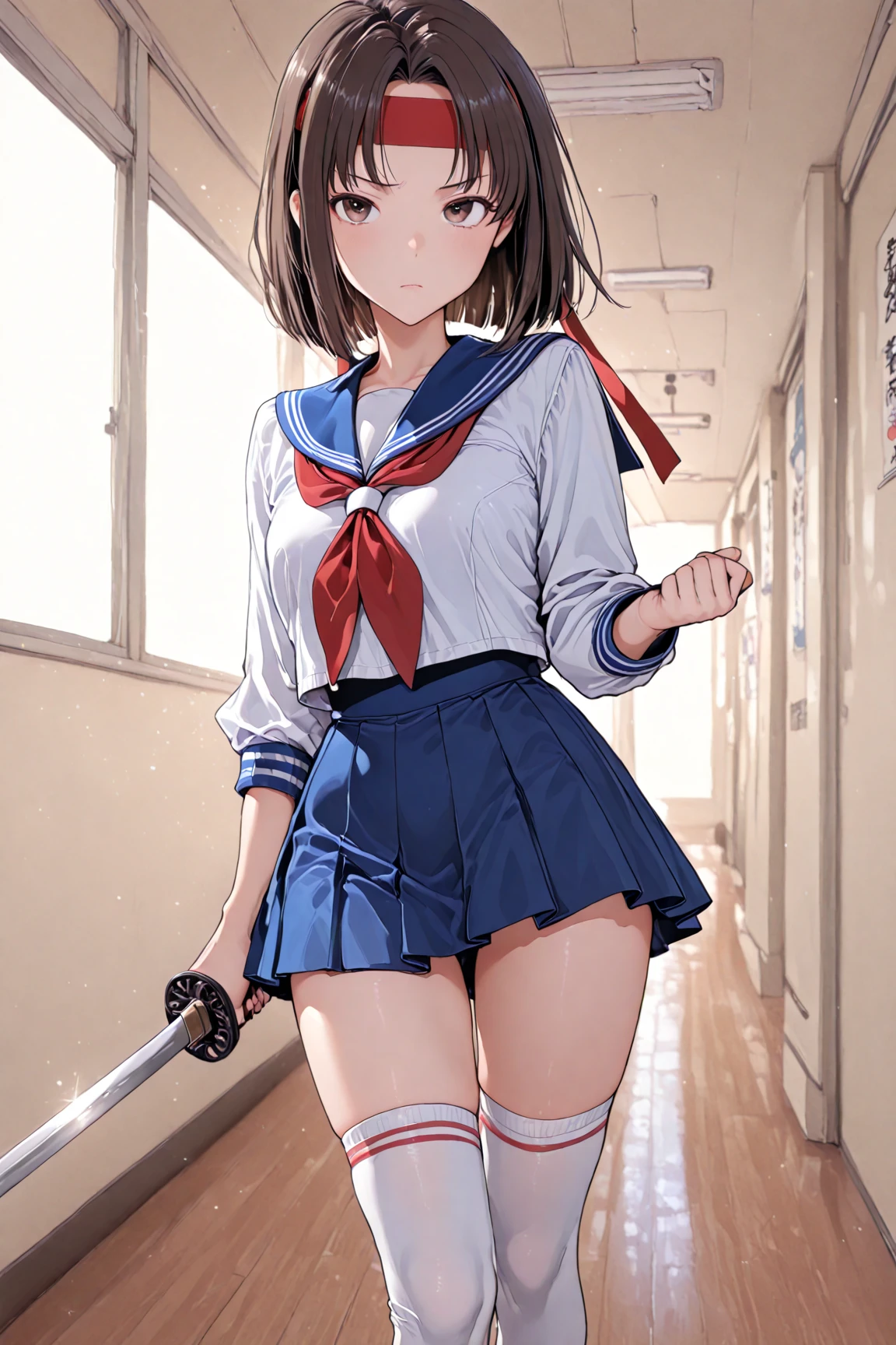 (((perfect anatomy, anatomically correct, super detailed skin))), 1 girl, japanese, high school girl, shiny skin, watching the viewer, ((back view, from below)), beautiful hair, beautiful face, beautiful detailed eyes, (long pink hair in high ponytail:1.4), (sweaty and flushed cheeks:1.4),, blue eyes, babyface, mole under eye, beautiful clavicle, beautiful body, beautiful breasts, large breasts:0.5, beautiful thighs, beautiful legs, camel toe, ((short sleeves, all dark blue cute sailor suit, dark blue pleated skirt, dark blue sailor collar, sailor scarf, socks, brown loafers)), seductive thighs, (red slave collar), ((ashamed, scared, sad, tears, cry, half-open mouth)), standing, (((leaning forward), undressing, raise one leg, white panty pull)), (beautiful scenery), summer, school, locker room, 8k, top quality, masterpiece:1.2, extremely detailed), (photorealistic), beautiful illustration, natural lighting, full body, have to pee, strong need to pee, couldn't hold pee, couldn't stop squirting pee,