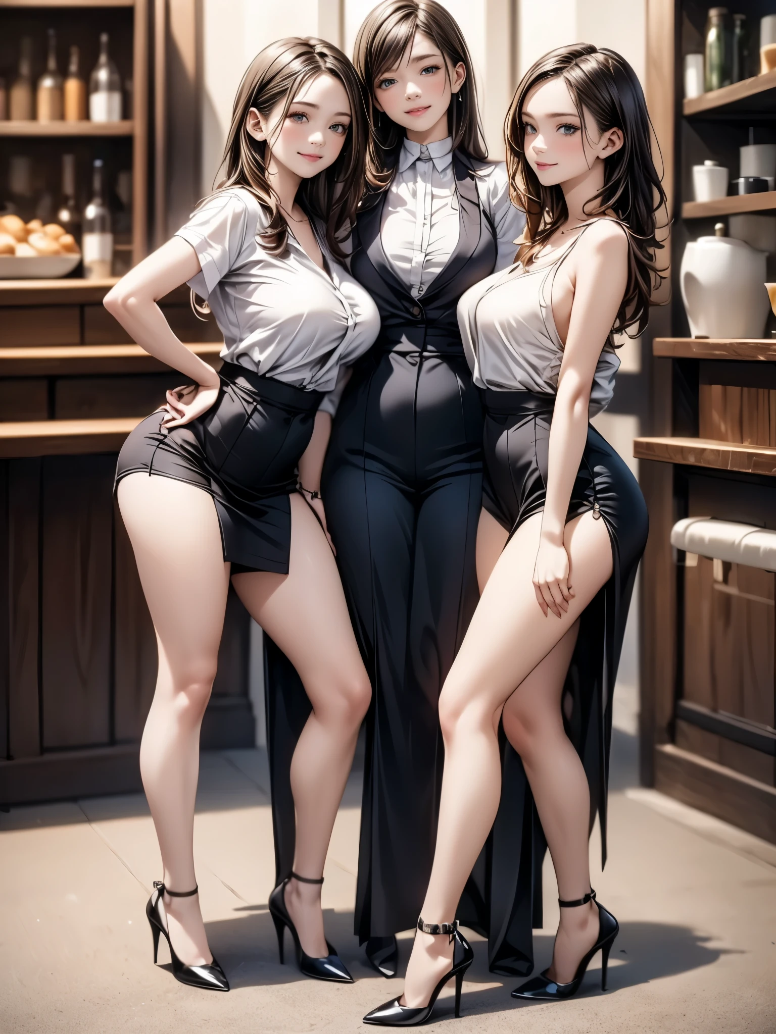 (8k，Super details，best masterpiece，nature，perfect work of art，perfect female figure)，two women，sister and sister，sisters，Rainbow hair，perfect face，(huge)，neighbor wife，woman hairstyle，elegant wife，mature and exposed，20 years old，fair skin，messy hair，Perfect sexy body，Wear a well-fitting and sexy women&#39;s suit，Very big，big ass very detailed，Hot and sexy secretary，wear glasses，in a detailed office，Holding coffee and looking at documents，Detail background，necklace，perfect eyes，， T-shaped small size，huge的山雀