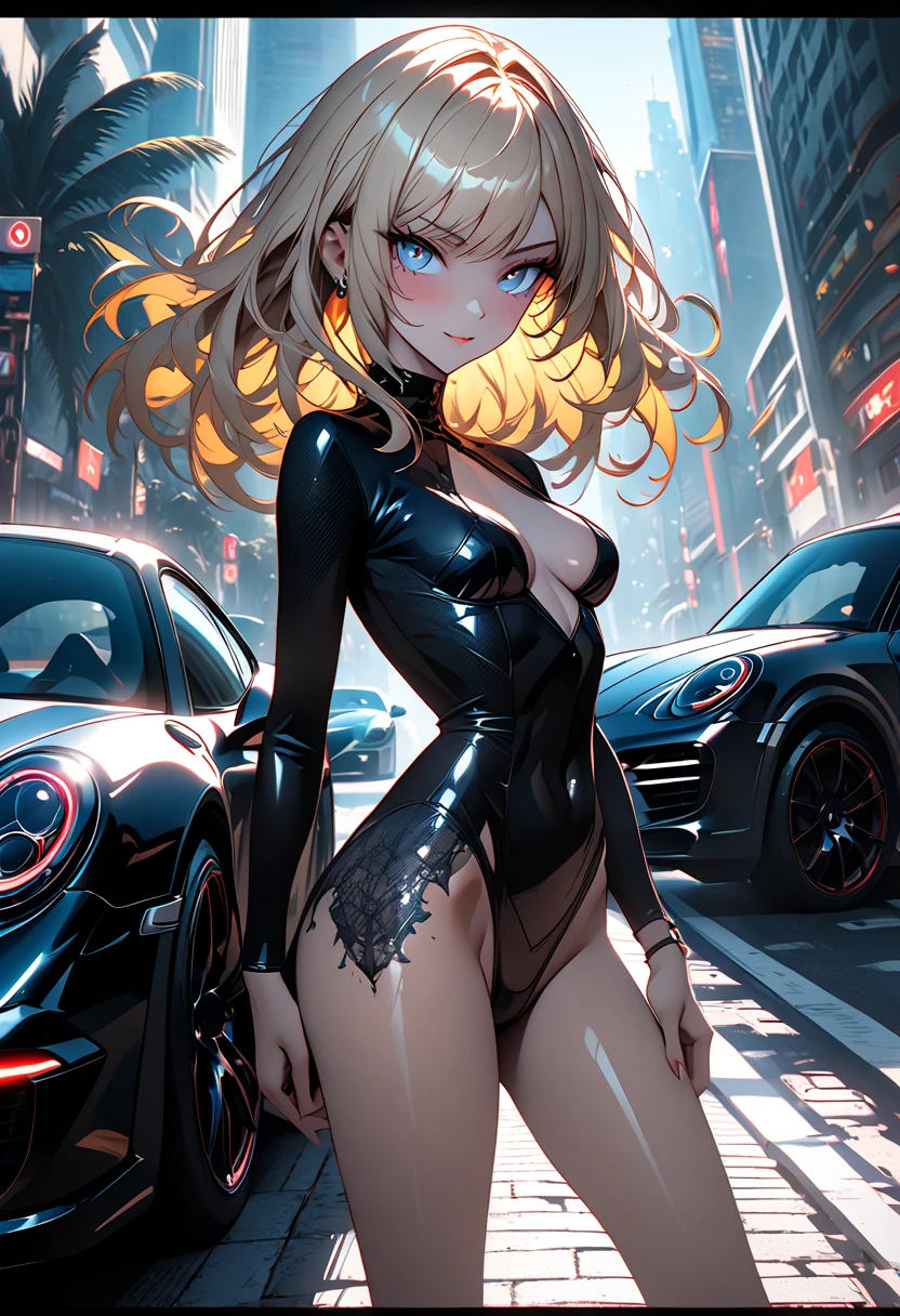 Highest quality,masterpiece,motor Show,Supermodel,smile,See-through swimsuit
