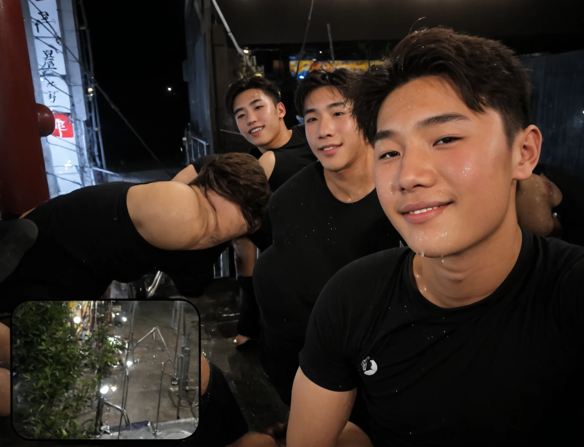 (Chinese handsome guy:1.5), Two Men at an Amusement Park,night,Male Gesture , realistic details , Realistic photos,Textured Skin, looking at the camera ,18-year-old boy,studio, score_9, score_8_up, score_7_up, masterpiece, 1boy, 18 y.o, Rory asyari, naked, nude, no cloth, best quality, very detailed, high resolution, beautiful face and eye details, toned male, source_photo, (big pecs, big nipples, puffy nipple, erect nipple, large areola, dark black nipple, perky nipple), sweat drop, completely_naked, bara, (big penis, perfect male genital, big scrotum, pubic hair, erect penis),doggy style sex,Gay、Big dick、putting my own dick in my butt、hairy anal、Touching My Ass、thin macho Genya(Motoya)Kun 20 years old!!Being Punished with Gauze or Electric Massager「Feels Good」!!Makes Muddy Cum Erupt!!【Man Killing ver.、showing hairy anal、fix body shape, (Masterpiece), (Ultra-High Definition), (Ultra-Detailed), (High-Resolution),( surreal ), Super High Definition,photograph, Japanese man wearing a white sleeveless tank top,20 year old Japanese young man,Open your legs outside ,Open your knees outward and bend them slightly , stick out your hips,(NSFW, penis,),(Roll up the tank top and grab the chest ), ,grin:0.6, standing in front of a mirror on the bathroom vanity ,High Grade Poses, grab your right cheek with your hand and pull