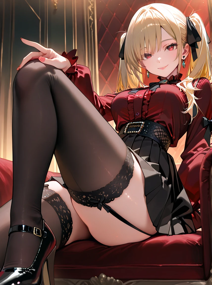 masterpiece, Highest quality, 8K, Young and beautiful girl, Tight waist, Knee socks, ((Up Leg:1.3))、Completely naked、Full nudity