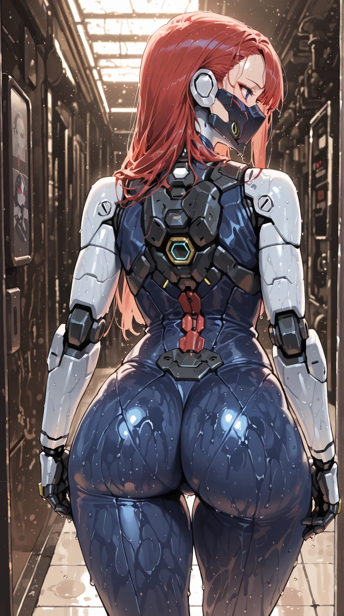 (beautiful girl:1.25), (megan fox:1.25), (large fake breasts:1.45), (young bodybuilder girl wearing cybernetic muscle suit:1.25), carnage muscular physique, seductive face, mouth wide open carnage style, long red hair, perfect muscular body, super skinny legs, sissy, femboy, (full body view:1.25),