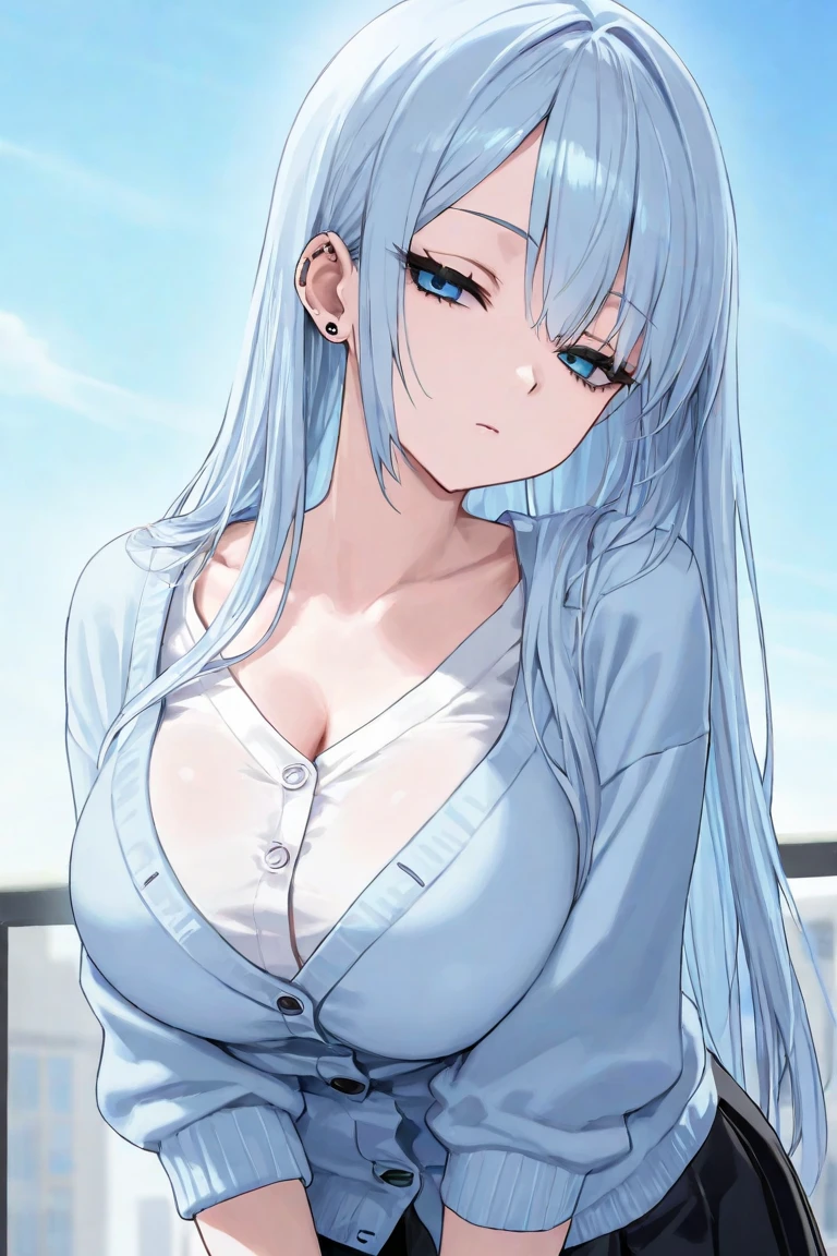 professional artwork, Intricate Details, field of view, sharp focus, detailed painting, photorealistic lighting, trending on pixiv, Standing at attention, ((school girl, summer school outfit)), ((large breasts:1,3)), Beautiful body,Beautiful Nose,Beautiful character design, perfect eyes, perfect face, looking at viewer, SFW,official art,extremely detailed CG unity 8k wallpaper, perfect lighting,Colorful, Bright_Front_face_Lighting, (masterpiece:1.0),(best_quality:1.0), ultra high res,4K,ultra-detailed, photography, 8K, HDR, highres, absurdres:1.2, Kodak portra 400, film grain, blurry background, bokeh:1.2, lens flare, (vibrant_color:1.2), shikkoku_yorihime, (seductive look), ((looking at viewer, front body pose))