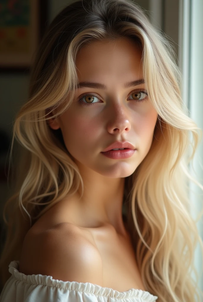 Photo of Pretty young french woman,brown medium straight hair, very small natural low-hanging breasts,(very small aureolas),very small aureolas,(no makeup), looking at viewer,pov,laughing,outside in beach,Detailed Eyes, Double Eyelids,(no bra),(topless), no crop, (naked),naked,(no underwear),(), shaved , highly detailed facial skin,very small bellybutton,35mm lens, full whole body view, lower body, sitting(extremely intricate:1.3), (photorealistic:1.4), Ukrainian Supermodel, hyper-detailed wet sheer dress, (sensual pose), (lewd face), sexy lips, waifu, oppai, beautiful, cute, pretty, perfectly proportion body, perfect framing, sharp gray eyes, supermodel face, detailed face, pale white skin, [[freckles skin]], (((blonde  straight hair))), cover art, moody,  zoom out, depth of field, art station, (luminism), (((cinematic lighting))), orange and teal, soft light, [summer weather: sunset weather:2.5] 4k resolution, octane render,