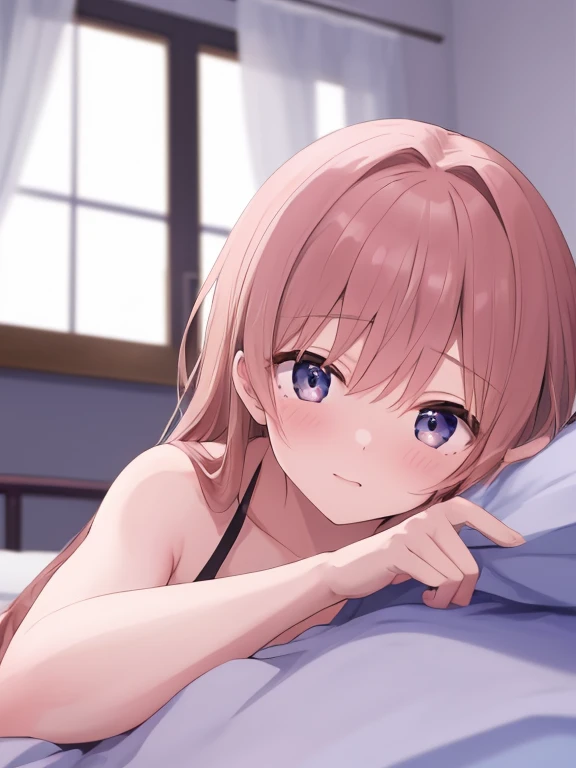 1 girl,pink hair, (sketch:1.2),High definition, anime key visual, midnight,city pop,big breasts,Dozing off,inside the room
