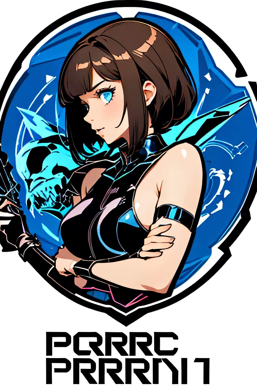 Legal Porno porn studio logo . The logo depicts the silhouette of a naked brown-haired girl with a bob hairstyle and blue eyes .