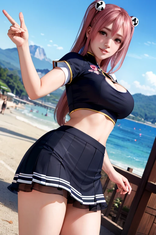 <lora:doa_tamaki:0.7> tamaki, 1girl, halter top, thighhighs, hollywood, miniskirt, classy