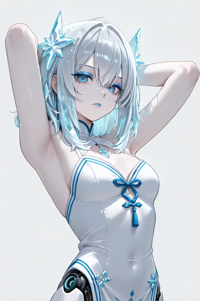 super high quality, (8k, RAW photo, realistic), detailed and delicate depiction and flashy and dynamic painting method, white messy medium ponytail, very beautiful woman, annoying sexy expressions, shining blue big eyes, (flat chest:1.3), slender, full body, red big thick lips, wearing red micro thong bikini, background colorful wall, iridescent, professional flare lighting