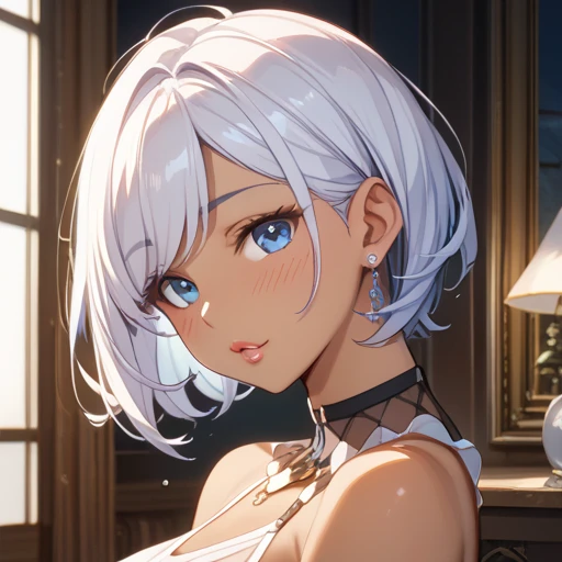 The best masterpieces, (ultra-quality:1.32), (The ultra -The high-definition:1.4), (超A high resolution: 1.3), 
silver short hair, blue eyes, Tsurime, gazing down condescendingly at the viewer with a scornful grin, (Sister of the church)