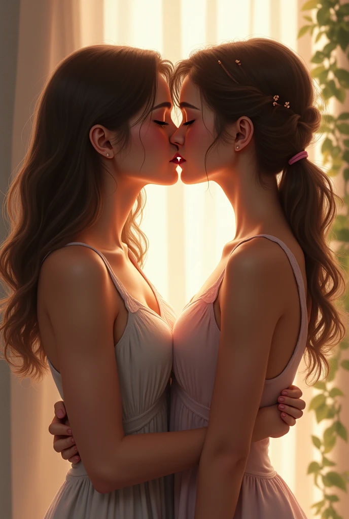 Girl kissing another girl
