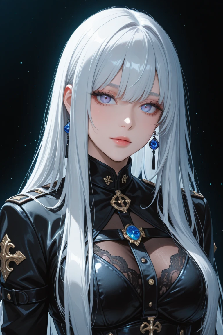 Girl with dragon features, 15 years old, white hair and blue eyes (anime style drawing)