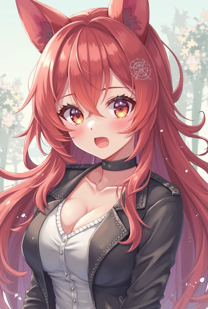 (masterpiece), anime, best quality, expressive eyes, perfect face, Excited look, reddish-orange hair, excited look, curvy hips, ordinary clothes, choker around the neck, big breasts, athletic build, curvy, abs, Eris Greyrat, sexy pose, red eyes, long curly hair, young face, amorous gaze, open mouth, thick hair, black headband, sticking out hair on top, Collarbones, toned woman, seduction, Sexy pose on the couch