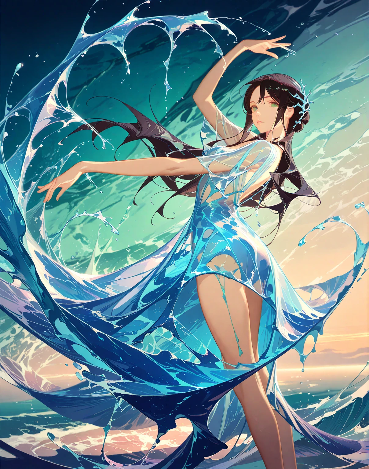 ((masterpiece,best quality)) ,1girl,red sweate, v-neck , black hair : 0.5 , brown hair: 0.5, long hair, hair over shoulder ,arm past Clothesblue_theme, <lora:0h<0OSWe9S+-2:-1.5>,
nude liquid clothes<lora:LiquidClothesV1fixed:1>Fine face, beautiful eyes
