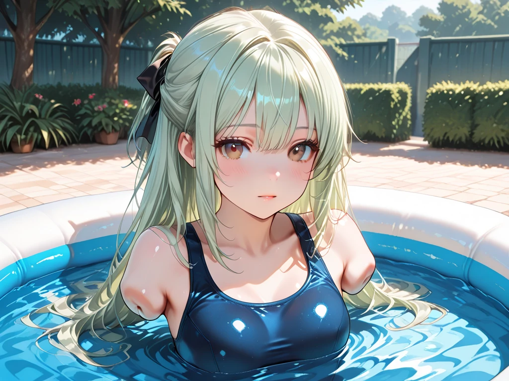 (In 8K, RAW Photos, highest quality, masterpiece: 1.2), (Realistic, Realistic: 1.37), highest quality, Ultra-high resolution, Light leakage, Dynamic Lighting, Slim and smooth skin, (whole body:0.8), (Soft saturation: 1.6), (Fair skin: 1.2), (Glowing Skin: 1.1), Oily skin, 18-year-old, in deep water、A lot of bubbles、swimming、Sparkling white blonde、entrance、Ice blocks、Ice Sparkle、Diamond dust、frozen