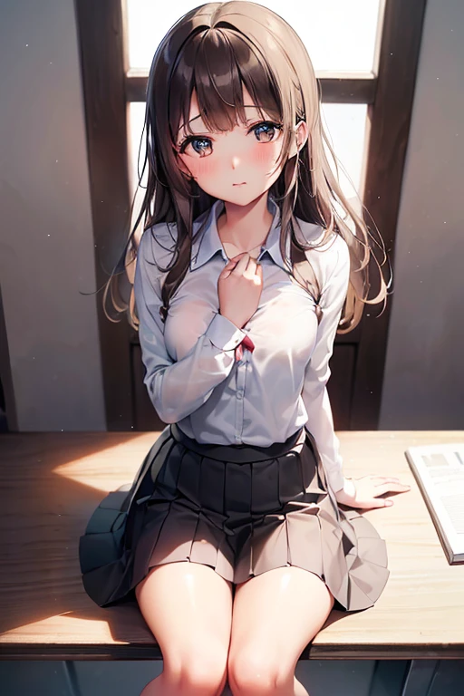 (1 person、alone), Beautiful woman,  (High-definition and beautiful eyes)、(Anatomically perfect body), Slender、(High school girls、uniform:1.1), (Black socks、Brown Loafers), (Lying on the floor:1.2), (Bend your knees), (Look away:1.2), tears、(Very detailed panties:1.1), (Pussy juice:1.1), 18-year-old、(Highest quality)、Black Hair, (Half Up:1.1)、(8K, High resolution)、(shy:1.4)、medium breast, (vapor:1.1), (Embarrassing:1.4), Erect nipples、classroom、(cum on face:1.5)