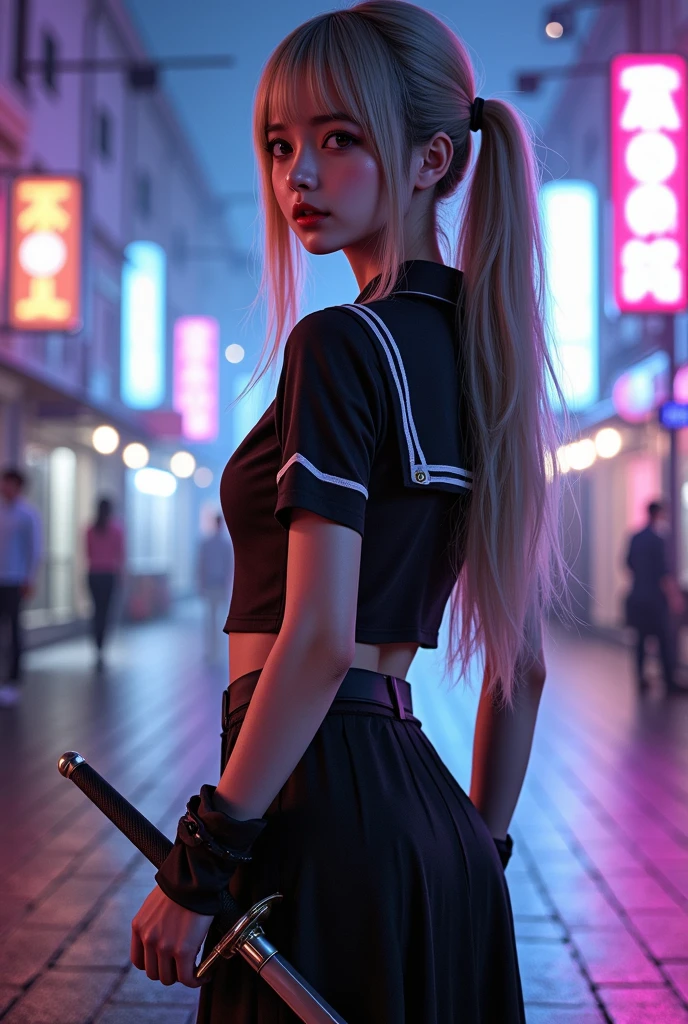 fotorrealista,Realistic illustration in Modelshoot style,((obra maestra)),((La mejor calidad)),((calidad ultra)),((ultra detallado)),((1girl)),((Only)),((waifu:1.5)),Perfect anatomy,Manos perfectas,hermoso cuerpo,hermoso_cara,ulzzang-6500-v1,e-chica,Excepcionalmente Beauty Waifu Princess Sydney Sweeney como Keqing Genshin Impact,en un hermoso cosplay de colegiala,ropa mojada,Minifalda Sailor,Calcetines negros,((rosa-brillante_ojos)),Cabello largo ondulado,Pinzas para el cabello,delineador,Maquillaje lindo,lipstick,Glossy lipstick,con una mirada de amor,con una linda sonrisa,((ojos detallados perfectos)),caminando en una calle estilo Cyberpunk con luces de neon,lluvioso con niebla afuera,noche,Tema rosa,bioluminiscencia,light particles,((Extremadamente CG Unidad 8K Fondo de pantalla)),((cinematic lighting,best quality backlights)),Detalles intrincados,Suave,foco nítido,Extremely beautiful and aesthetic,Renderizado de octanaje,retrato de cuerpo entero,damp skin,((Cuerpo detallado perfecto)),
