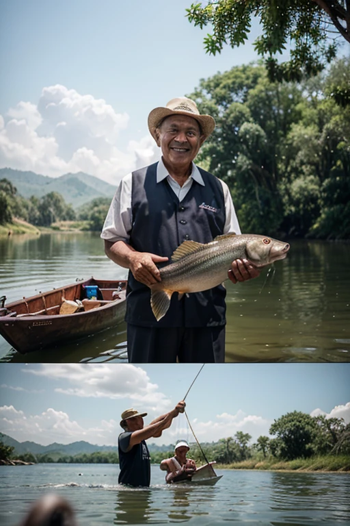 A photo with peacock bass saying Guyanese fishermen