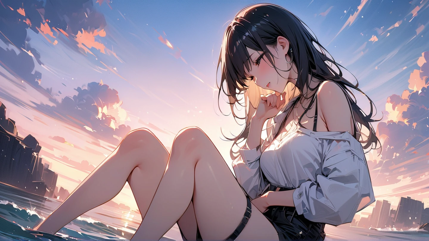 (masterpiece, Highest quality:1.2), 1 Girl, alone,Eyes open,relaxing,Tropical atmosphere,Ocean