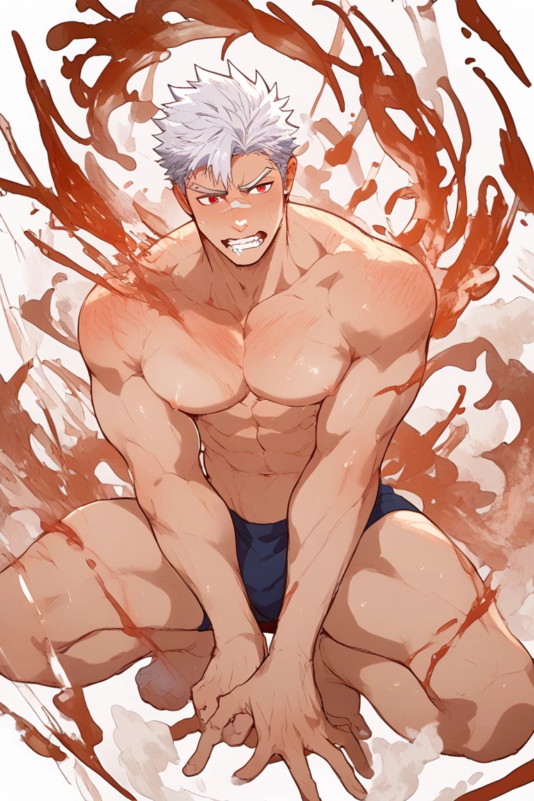 1 boy ,Libido boy,20yr old,Handsome,Muscular,Raised sexy,k hd, tmasterpiece,8K,tight swimming trunks,Nudity all over,Bare topless,white short socks,massive bulge,A sexy pose,Trembling,full-body view