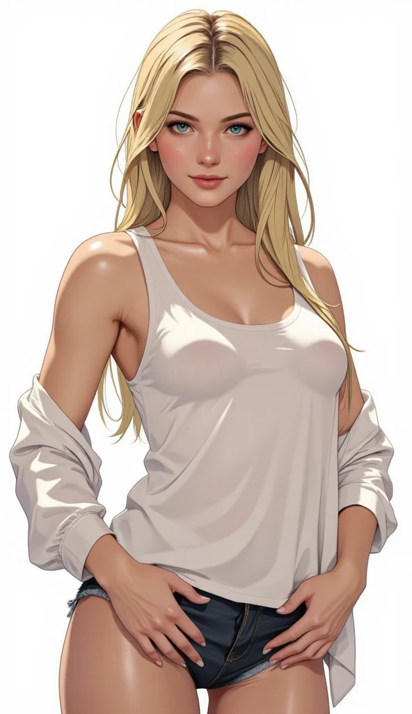 Woman wearing string tank top
