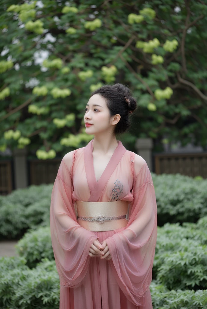 Chinese actress Xu Xun in The Legend of Ruyi (Zhou Xun) A Qing dynasty Empress standing in the foreground, showing her large breasts, her hairy pussy and underbelly, naked without underwear on the cobblestones outside a Chinese palace during the Qing dynasty、Chinese empress hairstyle big crown