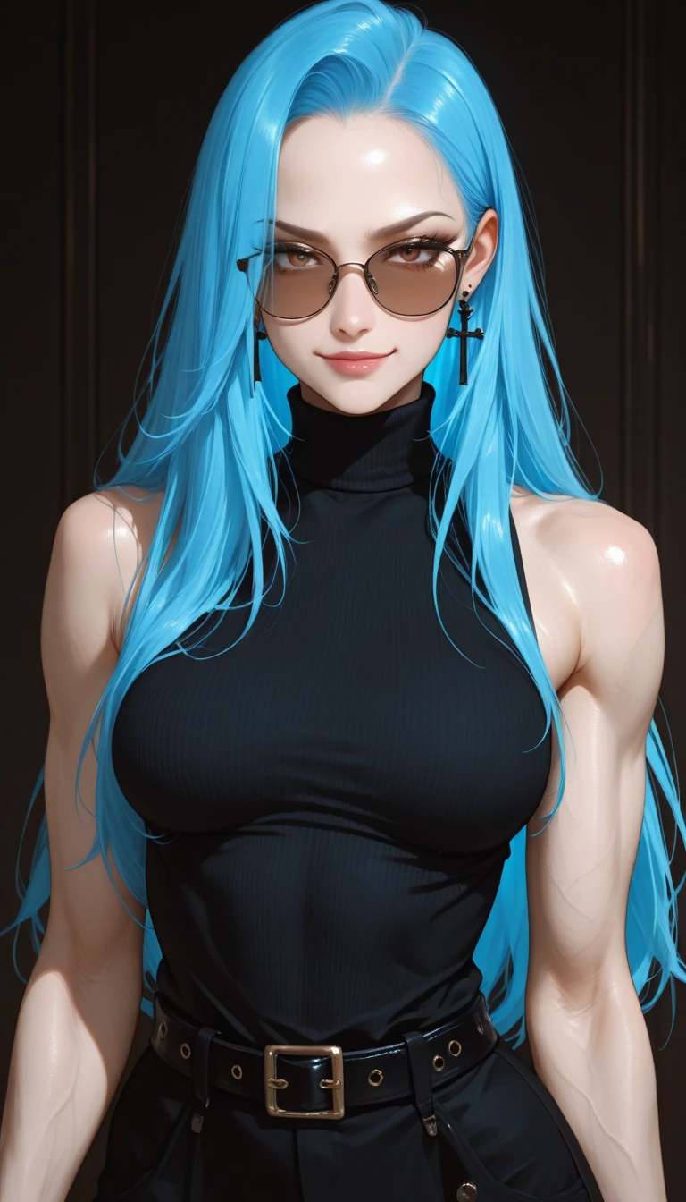 RAW photo, a portrait photo of , anime girl with teal hair woman, one of (high detailed skin:1.2), 8k uhd, dslr, soft lighting, high quality, film grain, Fujifilm XT3 anime girl with blue hair and glasses posing by the water,
