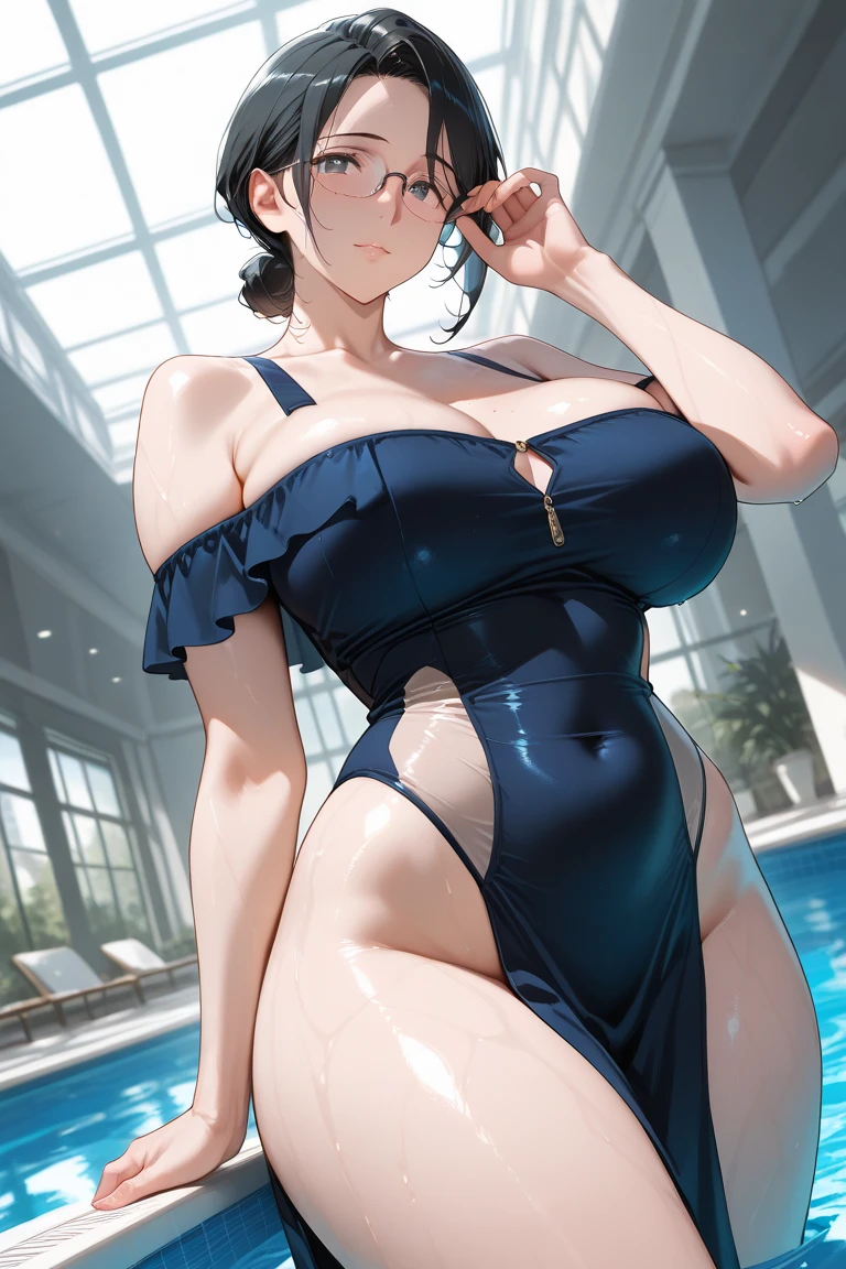 （best qualtiy，4K，tmasterpiece：1.3），Colossal tits, Cheerful woman，hyper realisitc，3 Woman standing beside pool, spread leg wide, poolparty, taking off sexy dress and swimsuit, lift up dress to show panty, show breast，Detailed eyes,  hanging breast,Super Detailed Face，Detailed lips