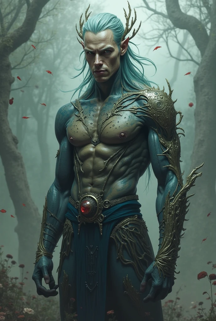 (masterpiece, best quality), 1boy, wearing micro thong, full mast, erect bulge, see-through thong , mushroom water world, wide angle, athletic body, male, iridescent skin, flat chest, silver eyes, green hair styled in spikes, determined expression, bioluminescent lighting, small waist, broad chest, big mane, slim scruffy, muscular , illustration, watercolor ink sketch, (best quality)), intricate detailed,solo, masterpiece, art by hermann nitsch, zdzislaw beksinski, dariusz zawadzki, giger, dragan bibin and l