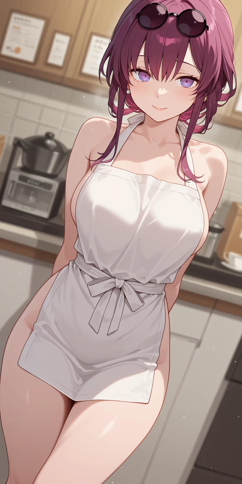 naked apron、meaty、attractive woman、beautiful eyes