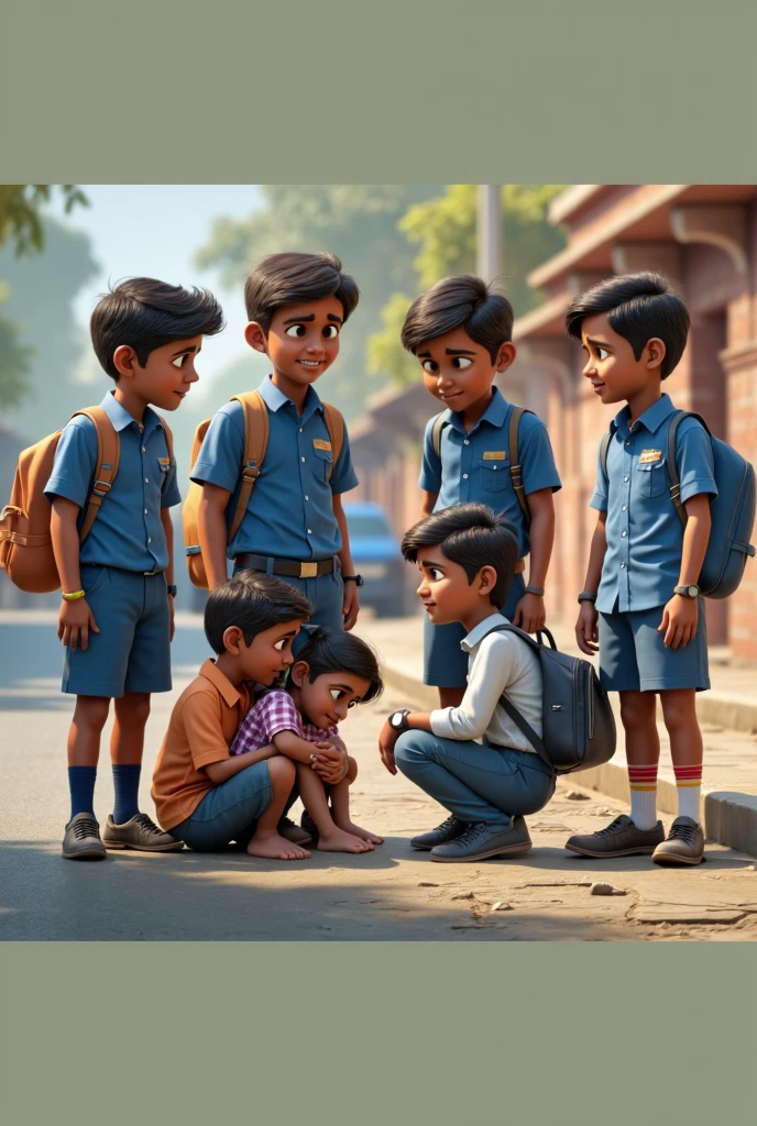 n Indian young boy going to tuition realistic in different angles front and back