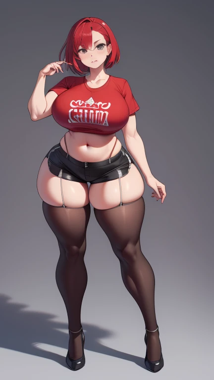 Tall_lanky_horse female graying_black_hair brown_furry_body freckles brown_eyes shaved_sides solo Masterpiece best_quality absurdres highly_detailed very_wide_hips thick_thighs crop_top shorts stockings cleanly_drawn_eyes anthro_only by_claweddrip, by_greasymojo, by_underscore-b, by_runawaystride ((nsfw)) ((huge tits)) ((big butt)) ((sketch))