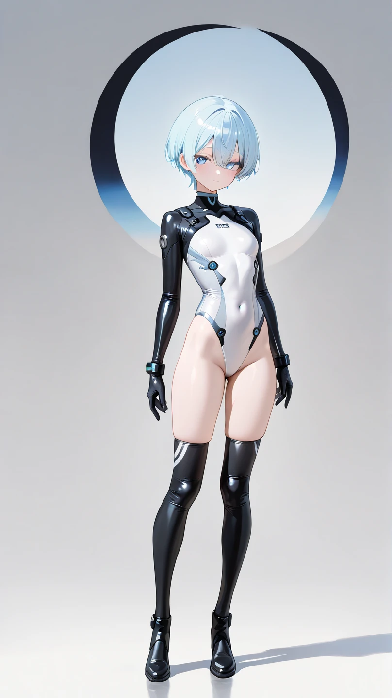 <lora:shortjump:0.6>, (short jumpsuit), <lora:tron:0.8>, (tronwear), sandals, single hair bun, smile, one eye closed, large breasts, night, cityscape, bare legs, short sleeves, wide hips, 1girl