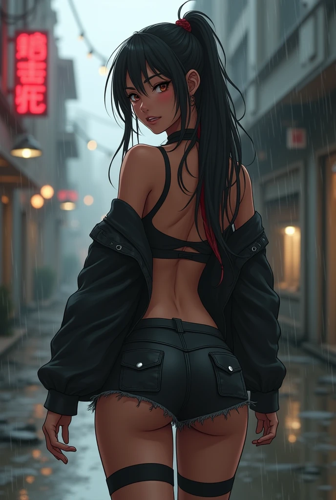 girl spacepunk,(((1girll))),((A girl with extremely cute and beautiful black cat ears)),
(Large breasts:1.4),Saggy breasts,((((Black hair,Messy hair,Colored inner hair,Large hair,Messy long hair ridiculous:1.35,Long hair,Ear breathing)))),((((Cat ears,Cat ears on head,Big cat ears)))),((Neon pink eyes:1.3,Upturned eyes:1.3,Perfect eyes,Beautiful detailed eyes,fine detailed beautiful eyes:1,Symmetrical eyes:1,big highlight on eyes:1.2)),((Fat)),(((Glossy glossy skin:1.5,Bright Skin: 1.5,dark tanned skin,Shiny skin,very shiny skin,shining body,plastic glitter skin,exaggerated shiny skin, brightskin, Wet legs))),(spider lower abdomen,Narrow waist,Wide buttock,atheletic body,inflated legs,delicate detailed fingers,Detailed body,human hand,(Detailed face)),
Cute,slutty,Seductive,Erotic,(((NSFW))),
zettai ryouiki,Clothing that exposes,show skin,((((underbust)))),(cleavage),(Semi-naked,The clothes are little,((small thong)),Bare legs,visible thong straps),((((crop top hoodie,cropped hoodie,Hoodie,The hoodie is intricate)))),((Wet clothes,detailed outfits,Detailed clothes)),
(Dynamic pose:1.0),solofocus,Embarrassed,Centered,scale to fit the dimensions,Rule of thirds,
((((Cyberpunk City by the sea,huge buildings,Neon signs,Puddles, Aquarium)))),Stormy sky,Threaten the sky,Dark clouds,((Synthetic wave background theme,Detailed background : 1.25)),((((Night,Nice lighting decoration,Detailed architecture)))),
(Best quality,high resolution,Sharp focus,Ultra detailed,Extremely detailed,extremely high quality artwork,(Realistic,Photorealistic:1.37),8K_the wallpaper,(extremely detailed CG 8k),(very fine 8K CG),((hyper super ultra detailed perfect piece)),Flawless,(((Masterpiece))),illustration,Vibrant colors,(Intricate),High contrast,Selective lighting,Doubleexposure,hdr (HighDynamicRange),Post-processing,Background blur,
