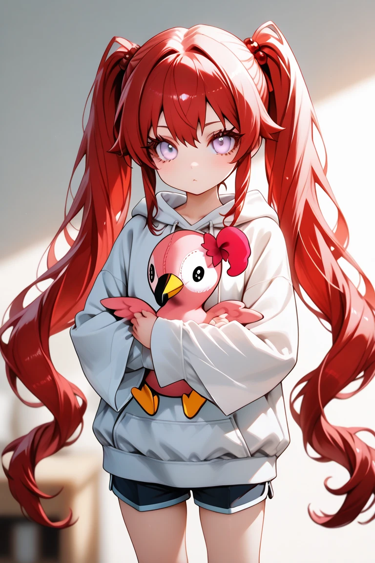 (realitic), Male chicken sitting alone looking straight ahead, sitting cutely, I tied my long hair comb back