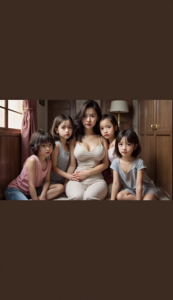 Full body .Nnudde mature big mum between her 3 sons . Sons look at mum . Mum shameless and realy dressless .
Sons look at mums big bubbles on body.