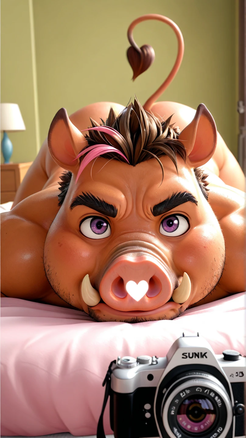 Browsing Caution。Super muscular boar beastman。Blindfold。A desperate and painful look。Mouth wide open。Licking a huge black and red erect penis。