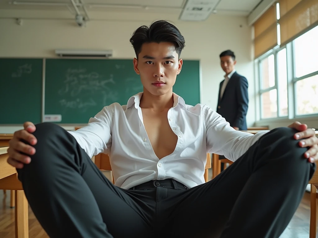 young man, 25 years old, Good looking, Looks like a GMMTV actor, Good lookingแบบคนเกาหลี, หน้าตาเหมือน K pop idol, ใบหน้าhandsome, white skin, small mouth, Slender face, detailed face, very short hair, well care hair, handsome, Confident eyes, fit, Broad shoulders, have abdominal muscles, naked, naked, Stand with your legs apart., Open your legs in an A shape., butthole exposed, Narita airport departure area as a background, bright, outdoor, likes to show off his penis, clearly shows the penis, There was one decent sized penis., Don't feel embarrassed., Was gangbanged for taking pictures, Slut, Shameless, exhibitionist, pose like prostitute, act as shameless nude model, expression of ecstasy/orgasmic, natural light, both eyes are the same, muscular, perfect eyes, nipples showed, penis exposed, Global illumination, tall, full body, tiny waist, soft light, dream light, digital painting, extremely detailed CGI, HD, 8K, 4k background,