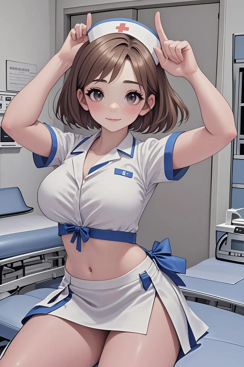 1girl, <lora:batogakokomi:0.8>,askokomi,
blue eyes,bangs,short hair,hair down,,open mouth,nurse, nurse cap, hat, cleavage, braid
, ultra resolution image,
,masterpiece, best quality,