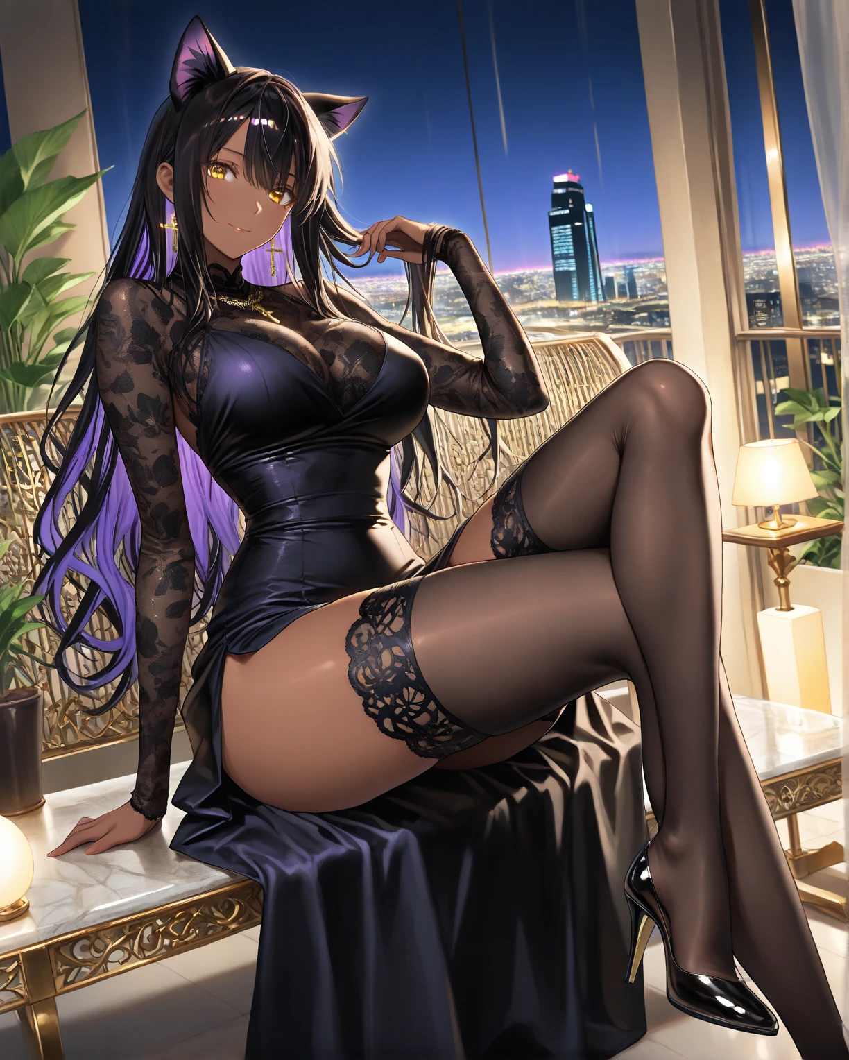 Breasts larger than torso,huge breasts,,Crazy swollen breasts, Otherworld background, wearing bikini armor, Korean goddess, realistic fantasy rendering, realistic anime girl rendering, vista, (full body portrait: 1.4), (: 1.4), (exaggerated body proportions), (nine-headed body), long black wavy hair, wearing delicate earrings, chest exposed from armor, plump hips, slender legs, thick thighs, (wearing black transparent pantyhose), (wearing short leather boots), camel toes, lift, Sitting on the couch, octane rendering, (unparalleled masterpiece, ultra-realistic 8k CG, dramatic, ray tracing, HDR:1.2), (best quality), fantasy, atmospheric, extremely detailed, intricate, hyper-detailed, harsh lighting, (mirror illumination: 1.4), (realistic face: 1.2), (skin dents: 1.3), (1 girls: 1.4)
