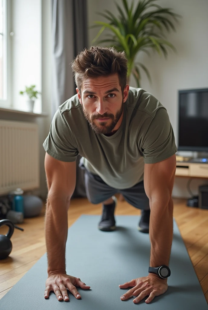 Lie down back with head up in crunches position 