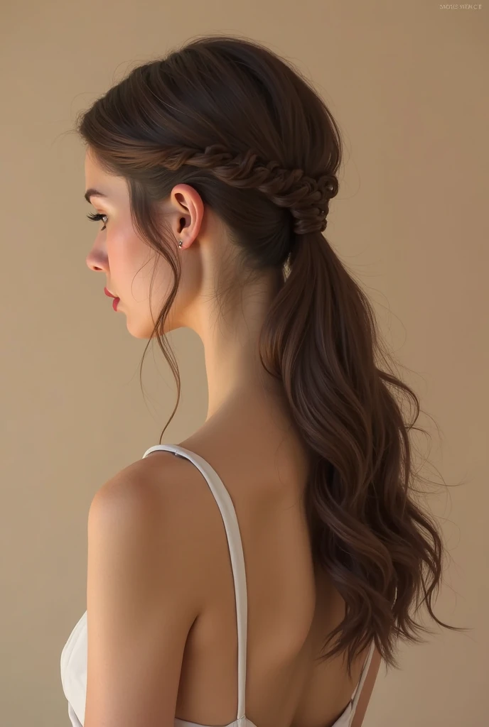 A woman with beautiful hair、Only hair、Back view、photograph、high resolution、straight、natural、White background、Smooth、Fluttering