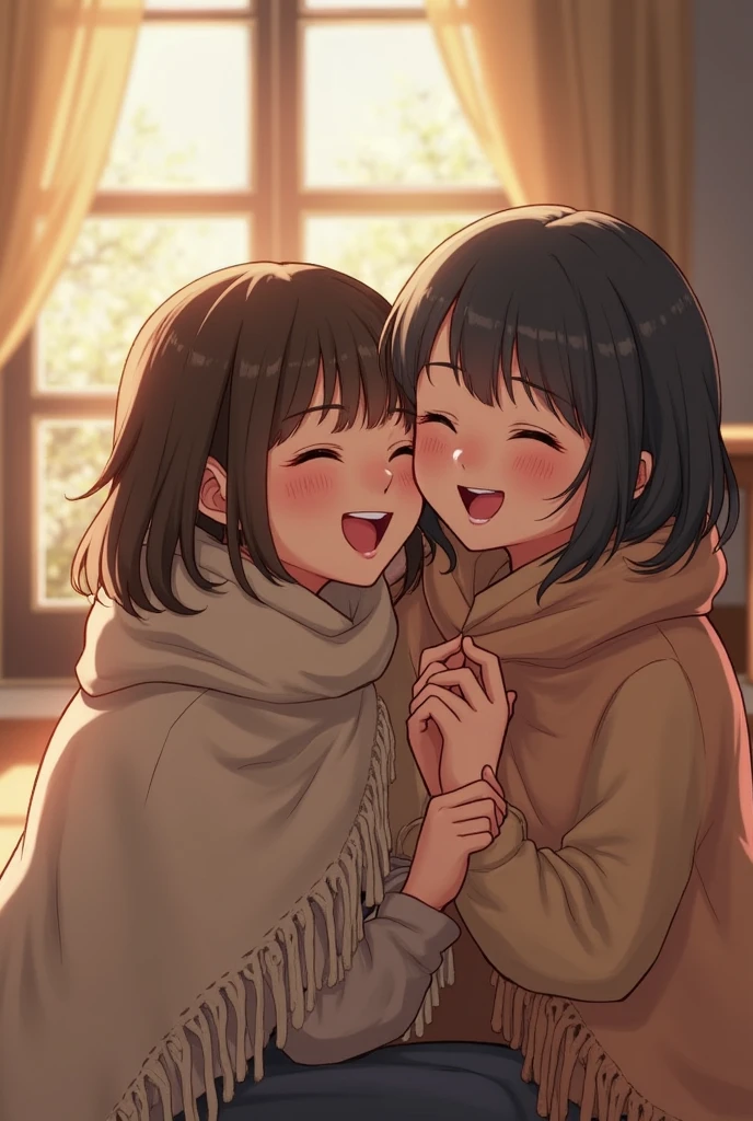 <lora:retro_ham_avas_jun_rifl:1>,
masterpiece, best quality, 2girls, ^ ^, blush, bow, closed eyes, coat, hair bow, hair ornament, hairclip, hand up, heart, hug, limited palette, long hair, multiple girls, open mouth, scarf, shared clothes, shared scarf, simple background, smile, sweatdrop, upper body, winter clothes, yuri
