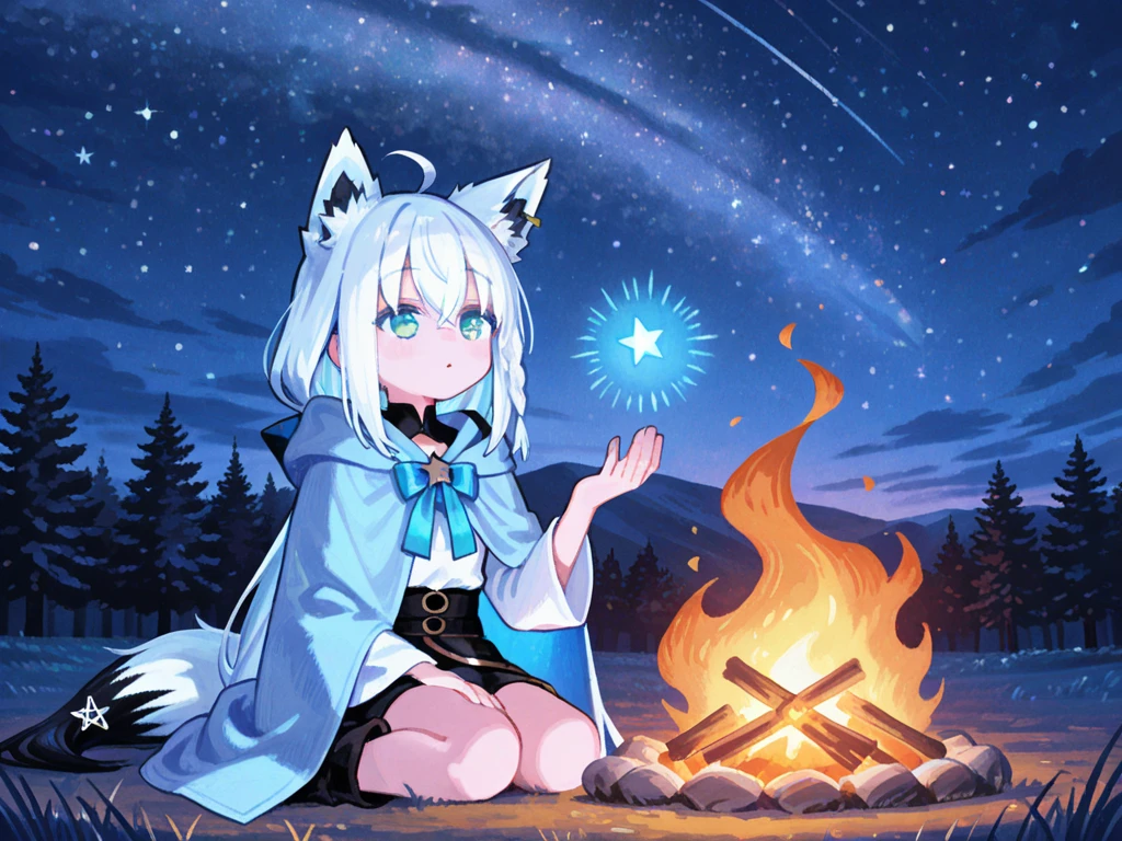 Beast, snowfield, furry, masterpiece, high quality portrait, super cute face, wind, wolf attribute, northern lights, shorts, hand fine treatment