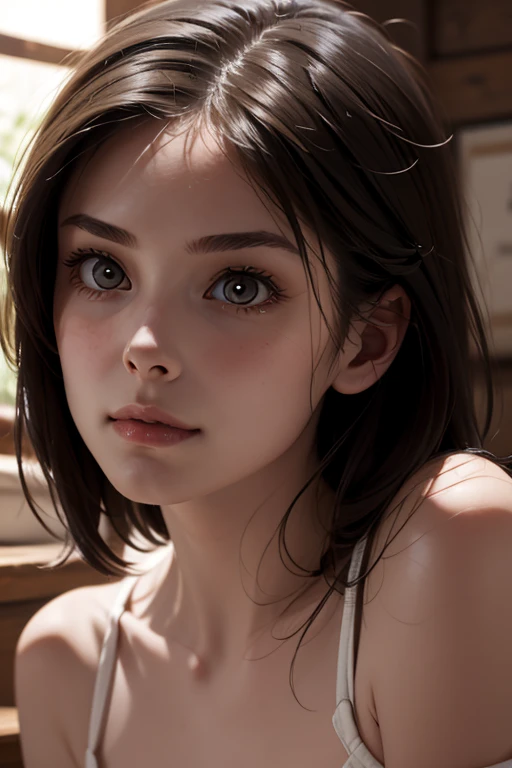 detailed portrait of a 18 year old girl, sunkissed skin,nude, in a bedroom, beautiful detailed eyes, beautiful detailed lips, extremely detailed eyes and face, long eyelashes, photorealistic, 8k, high quality, hyperrealistic, cinematic lighting, dramatic lighting, intricate details, elegant, fashion photography