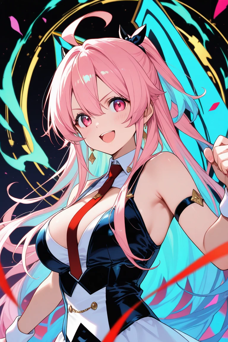 ((masterpiece))) whole body, whole body Shot (One Girl) ((Pink Hair, Long Hair, Straight hair, Both sides up))), ((Green Eyes))), eye shadow, eyeliner, Glow Eye, Hyper Detail Eye, Complex eyes, Beautiful Eyes, Fine grain, (((Star-shaped pupils, Shining pink eyes))) 18-year-old girl. (Wearing a transparent PVC jacket)) huge cool weapon mechanical in hand, huge cool weapon mechanical, Mecha, Mechaanism, mechanical, Open Stance, Coalesce