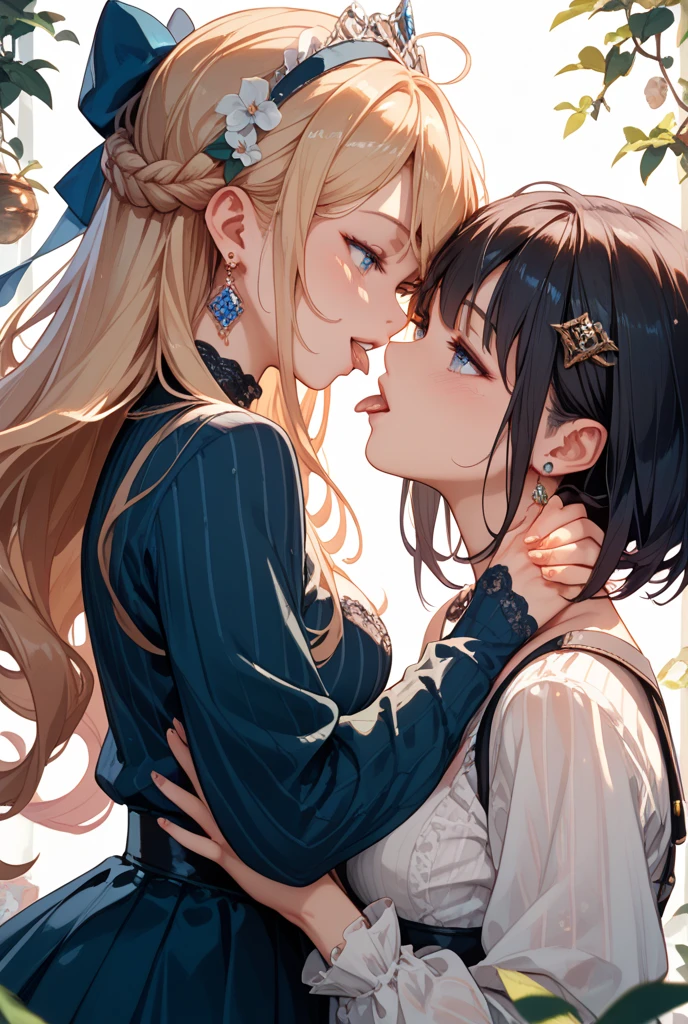 (Felicia + Flora) french kiss, kiss, add details, very detailed